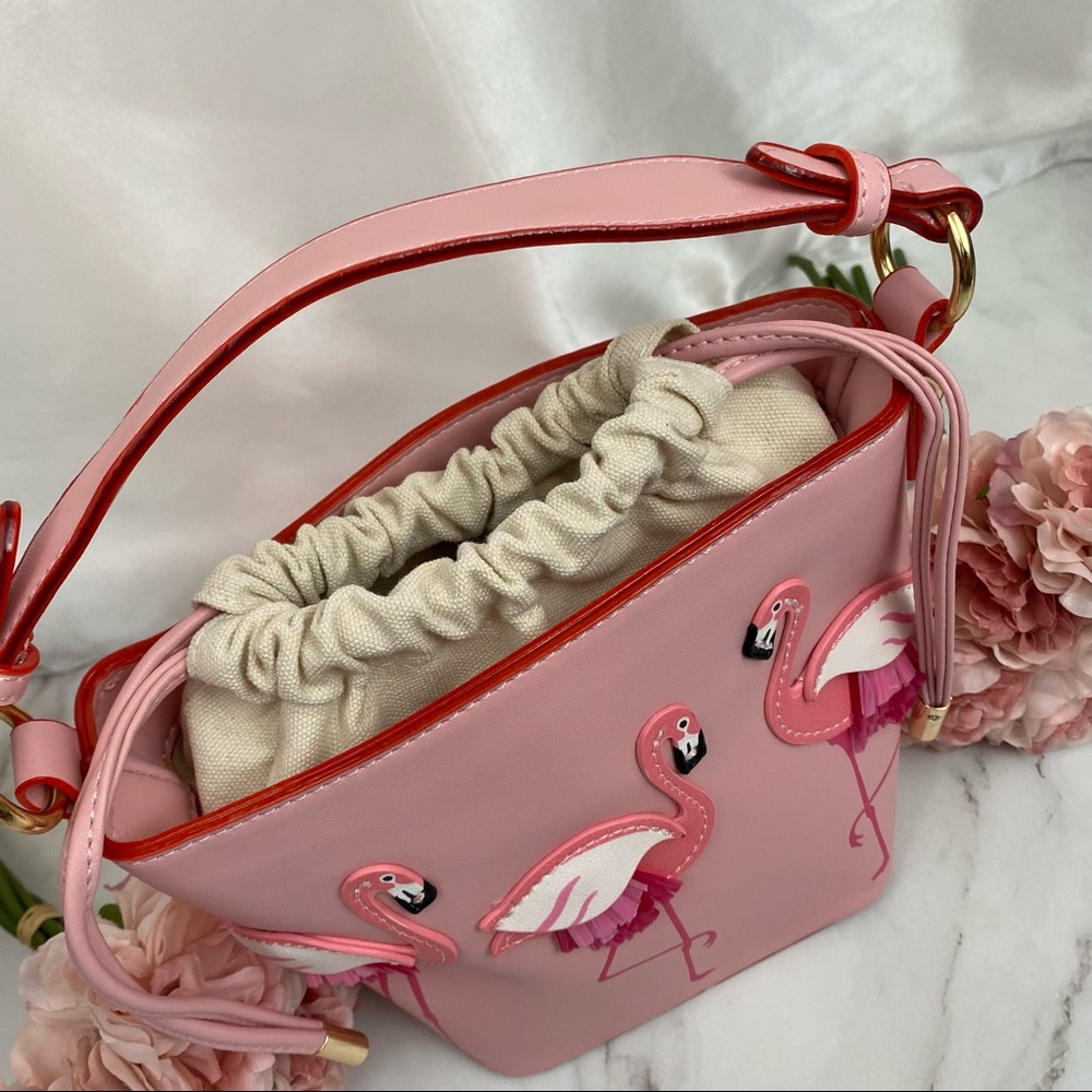 Beautiful Pink Flamingo Crossbody Bucket Purse - Picture 6 of 16